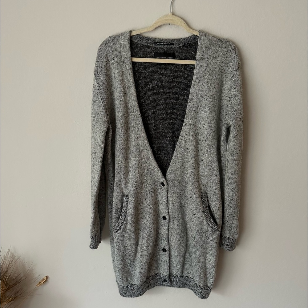 Maison Scotch Wool Needles & Passion Mohair Blend Cardigan Grey Size 2